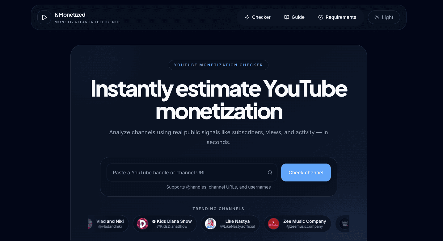 IsMonetized.com product interface
